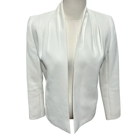 Reiss Sancia White Open Front Blazer Size 2 Minimalist Work Jacket - Picture 2 of 7